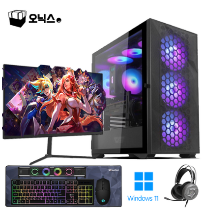 오닉스PC 게이밍 컴퓨터 풀세트 PC 롤 로아 발로란트 아이온 서든 배틀그라운드 피파 조립 본체 게임 i5 모니터포함