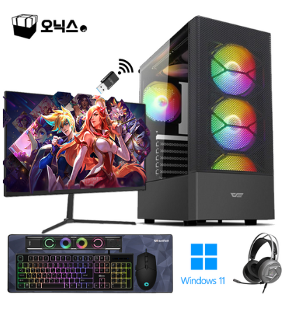 오닉스PC 게이밍 컴퓨터 풀세트 PC 롤 로아 발로란트 아이온 서든 배틀그라운드 피파 조립 본체 게임 i5 모니터포함