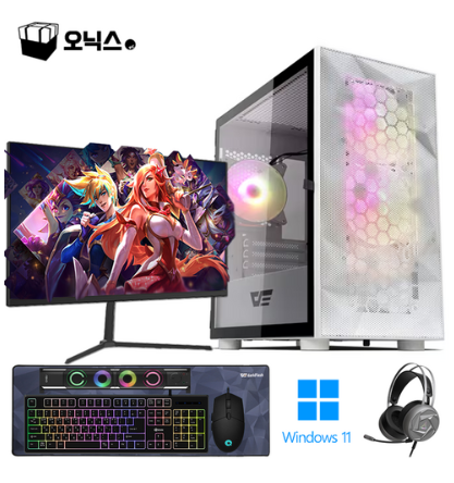 오닉스PC 게이밍 컴퓨터 풀세트 PC 롤 로아 발로란트 아이온 서든 배틀그라운드 피파 조립 본체 게임 i5 모니터포함