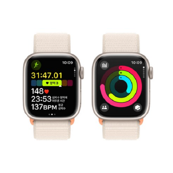Apple 애플워치 9 GPS, 41mm, 스타라이트 / 스타라이트 스포츠 루프, Regular